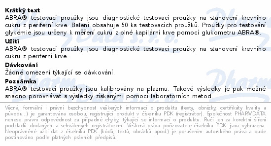 ABRA test.prouž.na stanov.hlad.glukózy v krvi 50ks