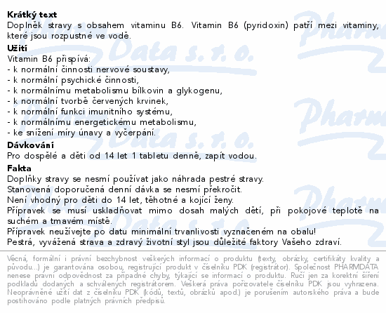 Pyridoxin tbl.60 Generica