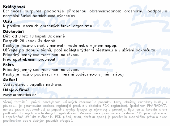 AROMATICA Echinaceové bylinné kapky od 3 let 200ml