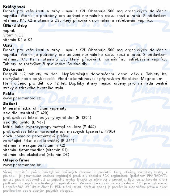 Pharma Nord Bioaktivní Kalcium+D3+K1+K2 tbl.60