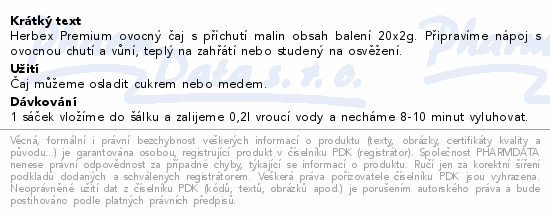 HERBEX ovocný čaj s příchutí Malina n.s.20x2g