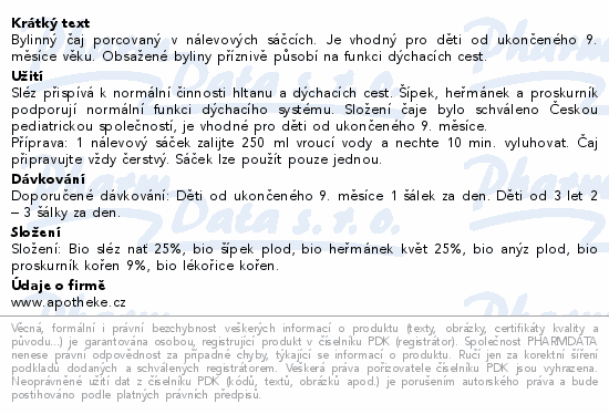 Pohádkový čaj Dýchací cesty BIO 20x1.5g