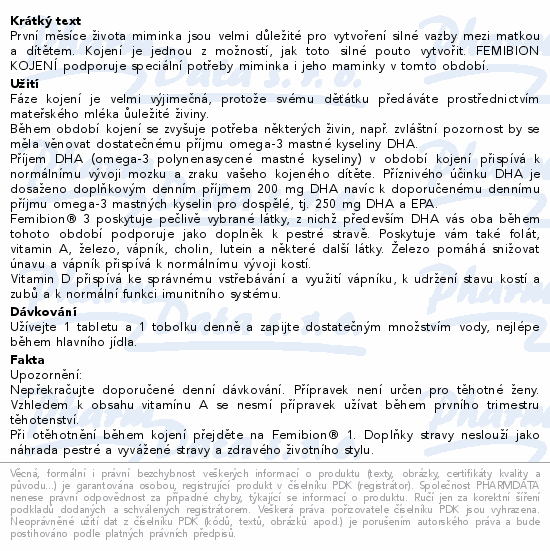 Femibion 3 Kojení 28 tablet + 28 kapslí 56 tablet