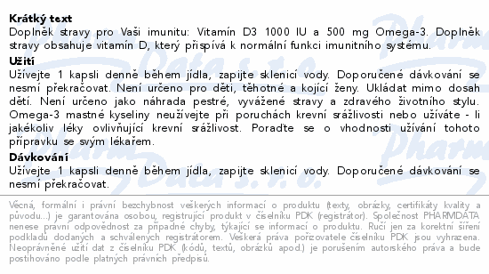 Vitamín D3 1000 IU+Omega-3 cps.60