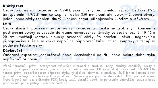 Cévka pro výživu novorozence CV-01