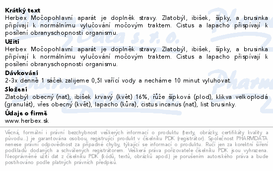 HERBEX lékárna Močopohlavní aparát n.s.20x3g