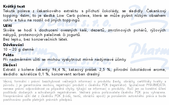 4Slim Čekankový topping čokoláda 330g