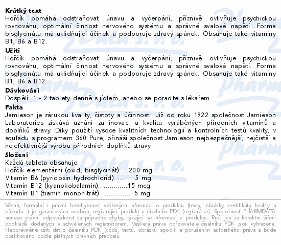 JAMIESON Hořčík+vitamín B6 s bisglycinátem tbl.50