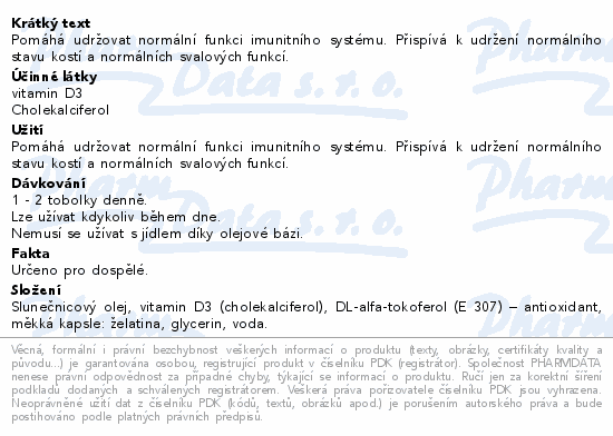 Detritin Vitamin D3 2000 IU 60 měkkých tobolek