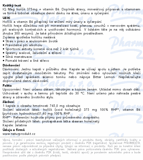 IQ Mag hořčík 375mg + vit.B6 tob.60