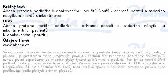 Inkontinenční podložka Abena pratelná 75x85cm 1ks