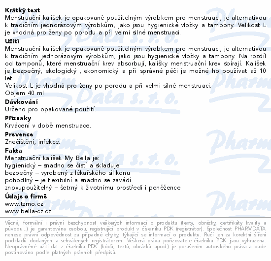 My Bella menstruační kalíšek+čisticí pouzdro vel.L