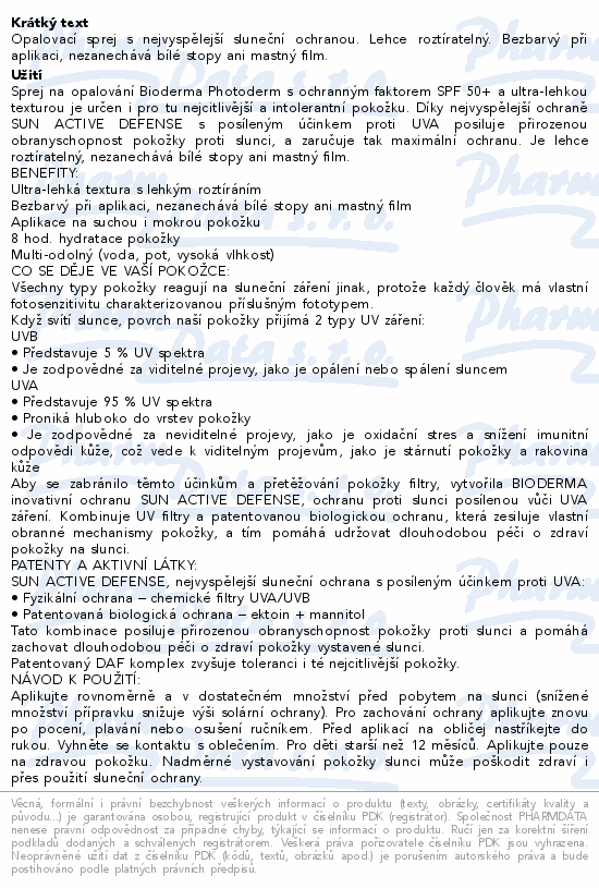 BIODERMA Photoderm  sprej SPF50+ 200ml