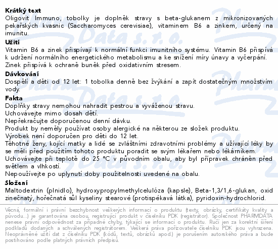 Oligovit Immuno Beta-glukan tob.30 Galenika