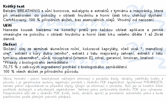 Petit Chéne balzám pro lepší dýchání BIO 40ml