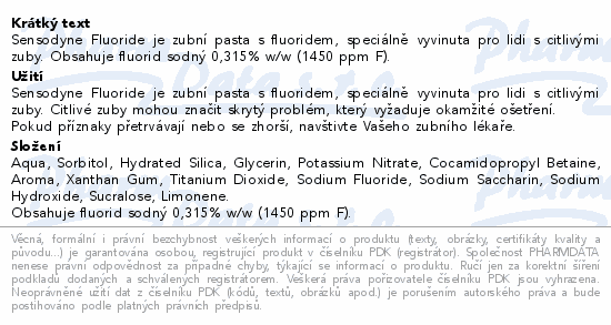 Sensodyne Fluoride zubní pasta 2x75ml