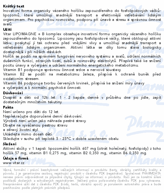 Vitar LIPOMAGNE+B komplex cps.60