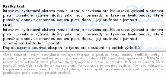 Biodance hydratační kolagenová pleťová maska 34g