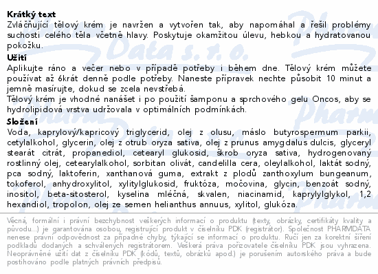 Oncos Zvláčňující tělový krém 200ml