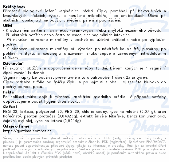 Fytofontana GYNTIMA Probiotica Forte vag.čípky10ks