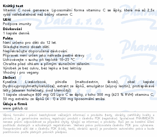 GS Vitamin Lipo C 500mg se šípky cps.90+20 dárek