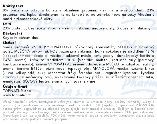 Topnatur Protein tyčinka višně v čokoládě 40g