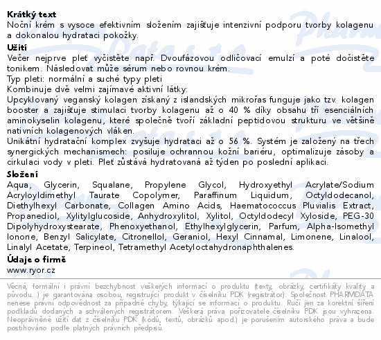 RYOR Noční krém Kolagen+ 50ml