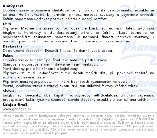 Magnesium stress comfort cps.60 Generica