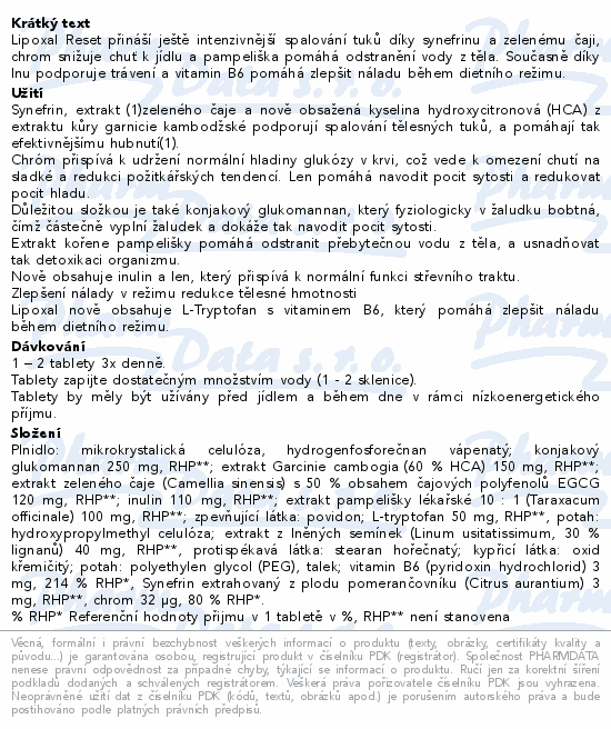 Lipoxal Reset 180 tablet