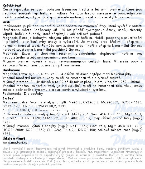 Poděbradka+Magnesia Extra+Mlýnský pramen 3x700ml