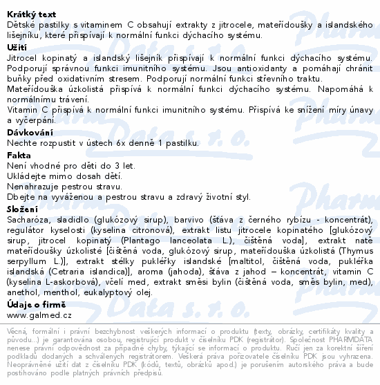 Herbofitky dětské pastilky 36ks Galmed