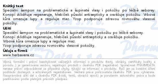 Šampon Cannabis zklidňující HERBAVERA 300ml