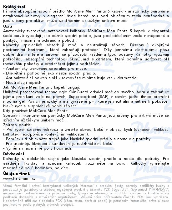 Hartmann MoliCare Men absorpční kalh.5k L 7ks