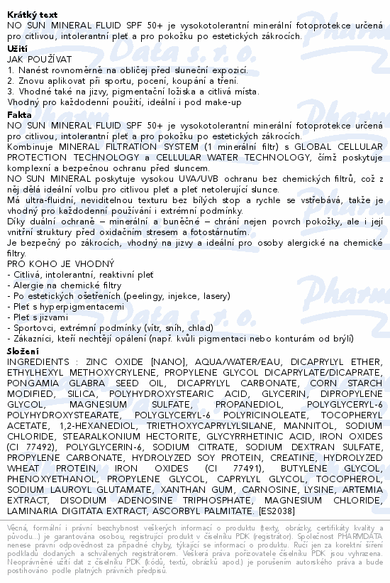 ESTHEDERM No Sun Mineral fluid SP50+ 40ml