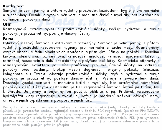 BIO BIONE Rozmarýnový elixír šampon 260ml