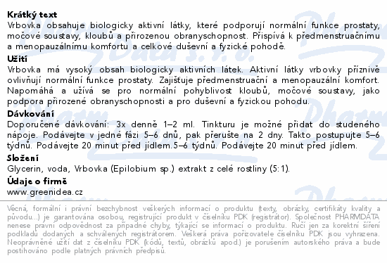 Green idea Vrbovka bylinná bezlih.tinktura 100ml