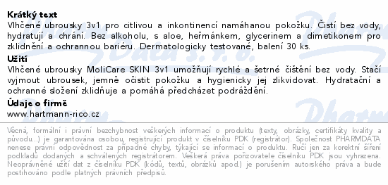 MoliCare Skin Vlhčené ubrousky 3v1 30ks