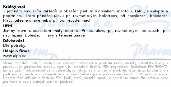 Alpa bylinný masážní krém Pamenol 40g