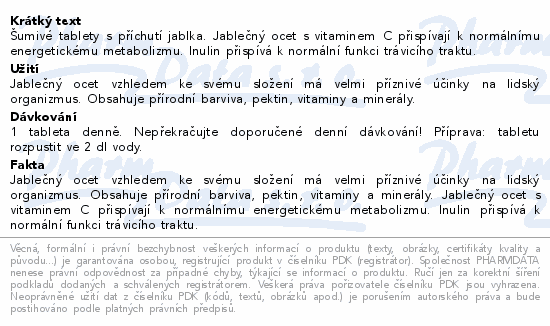 MedPharma Jablečný ocet+vit.C+Inulin tbl.eff.20