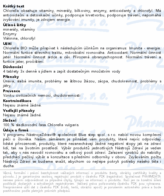 Nástroje Zdraví Chlorella BIO tbl.1200