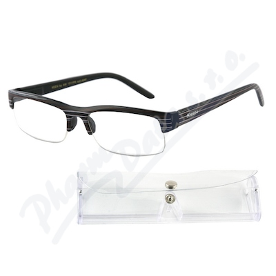 Brýle čtecí +1.50 černé s pruhy a pouzdrem