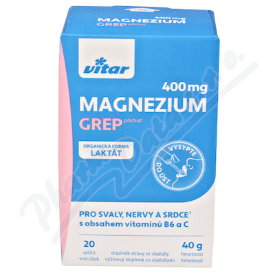 Vitar Magnézium 400mg+vit.B6+vit.C grep sáč.20x2g