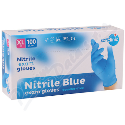 SOFTCLINIC Nitril ruk.vyšetř.nepudr.modré XL 100ks
