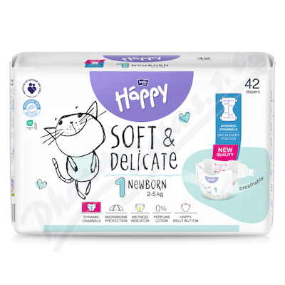Happy Soft&Delicate 1 dětské pleny 2-5kg 42ks