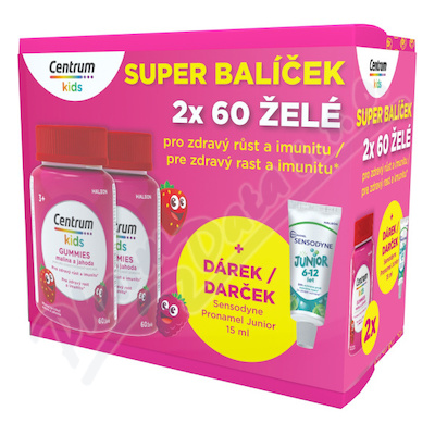 Centrum Kids Gummies malina a jahoda 2x60ks+dárek