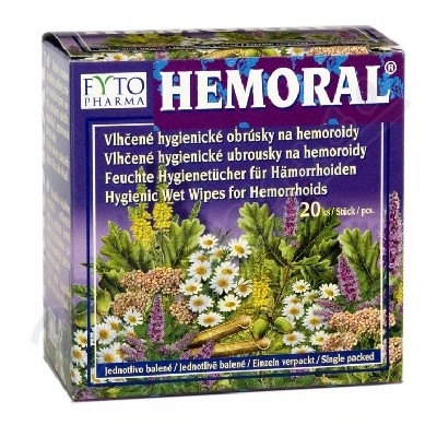 Hemoral vlhčené hyg. ubrousky na hemoroidy 20ks