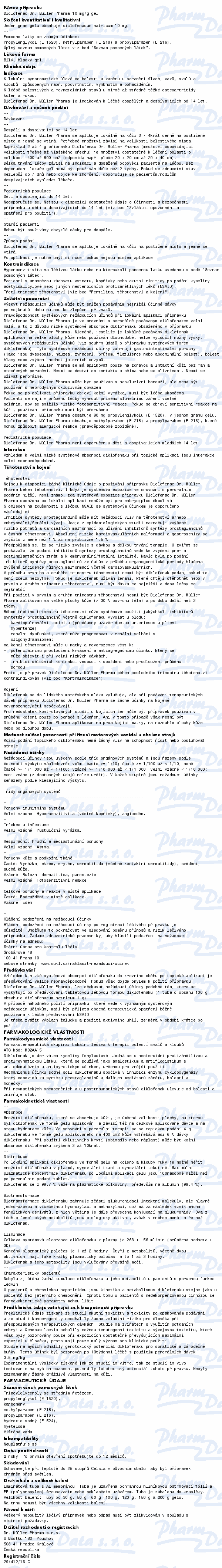 Diclofenac Dr.Müller Pharma 10mg/g gel 120g