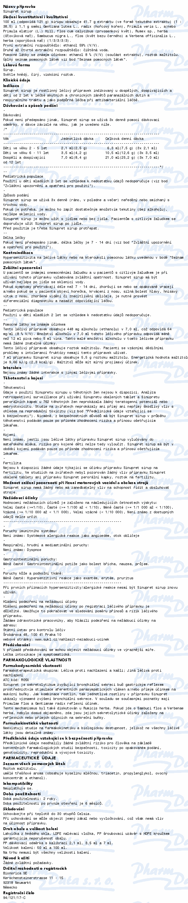 Sinupret sirup 50 ml